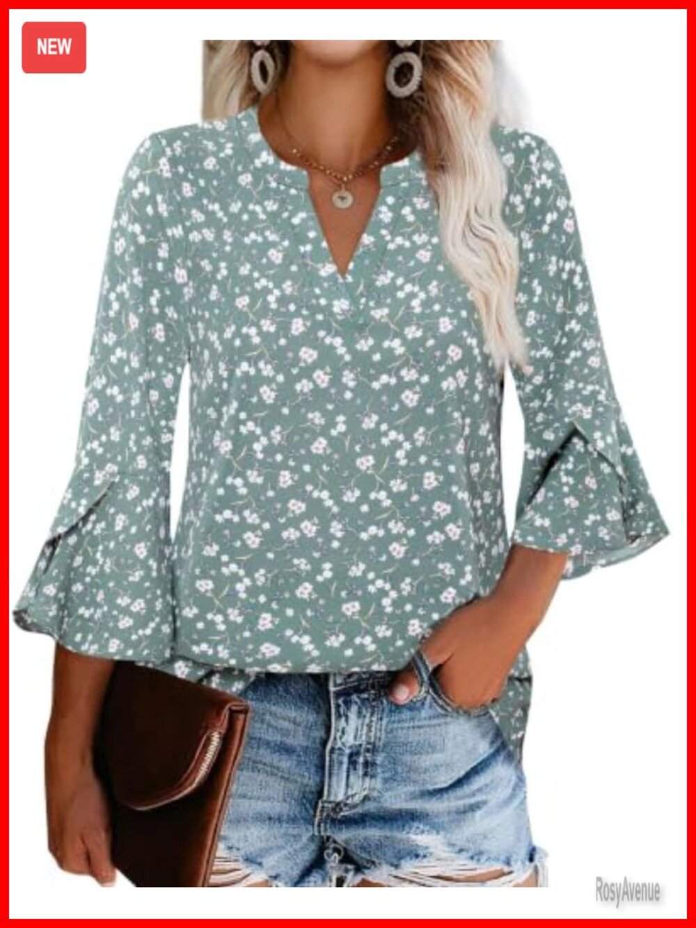 Women's 3/4 Ruffle Sleeve Blouse Work Top Chiffon